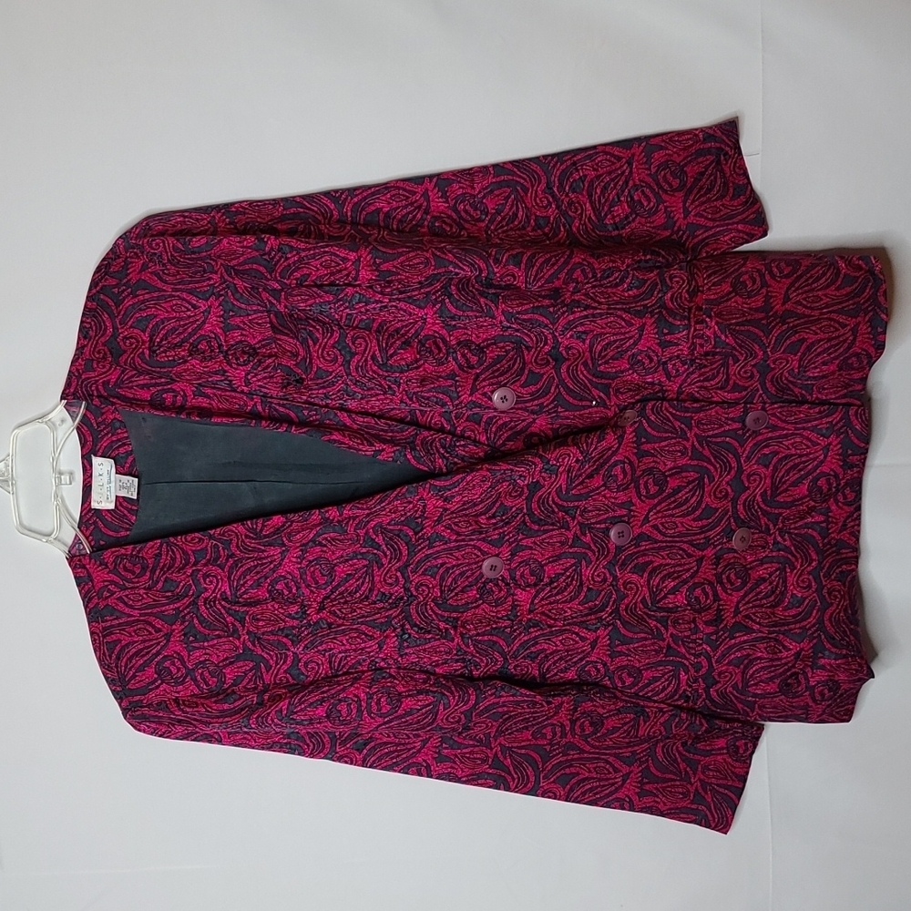 Vintage St. Gillian 100% SILK button pink long sleeve blazer jacket sz 12